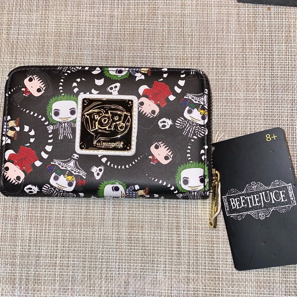 NWT Loungefly Pop Beetlejuice Zip Around Wallet
